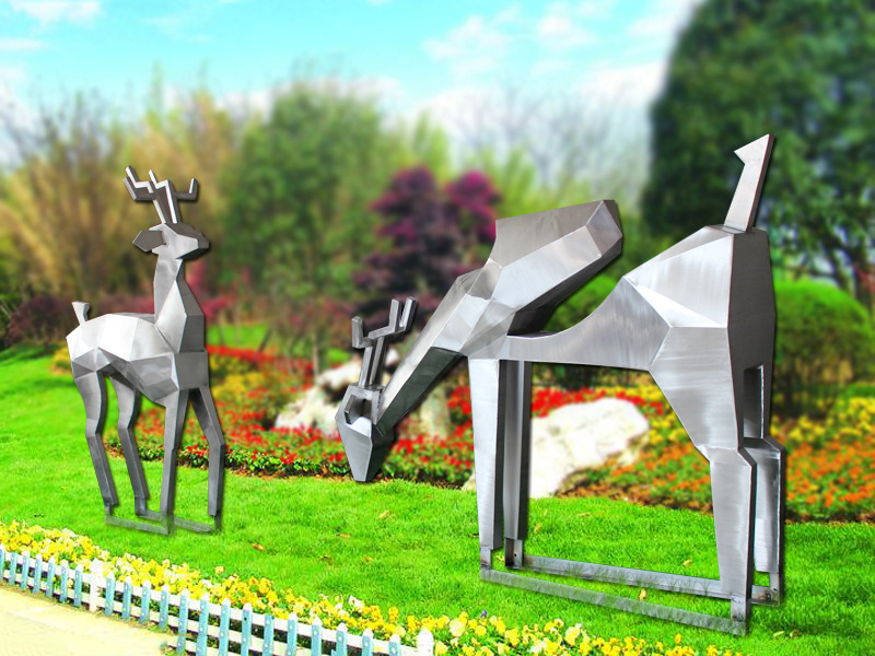 不锈钢鹿雕塑公园草坪绿地摆件厂家免费设计镜面拉丝不锈钢鹿雕塑12122_wps图片