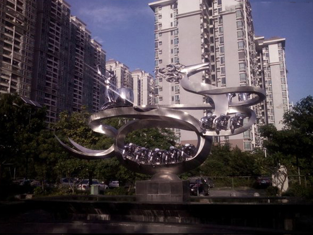 抽象奔跑的鹿雕塑 不锈钢抽象雕塑 小区不锈钢雕塑_wps图片