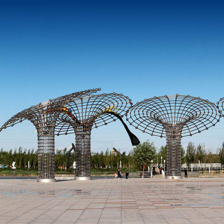 不锈钢大型广场树景观雕塑  