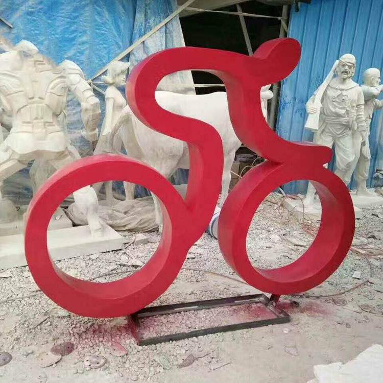 不锈钢抽象骑车人物雕塑  