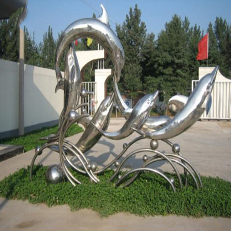 不锈钢动物海豚雕塑