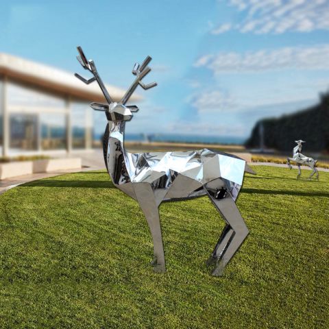 不锈钢园林长颈鹿动物雕塑  