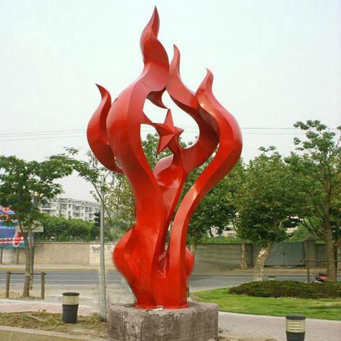 不锈钢广场抽象火焰雕塑  