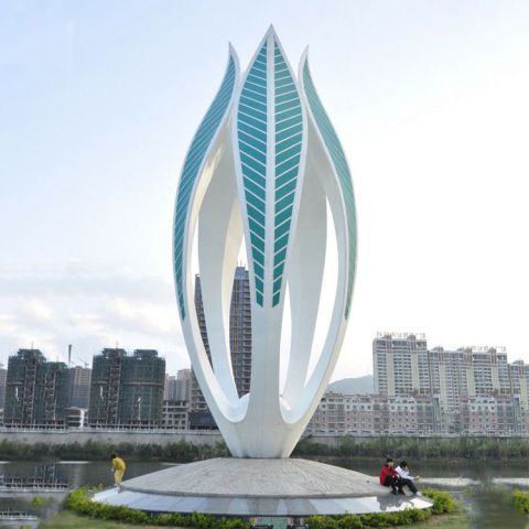 不锈钢景观树叶雕塑 